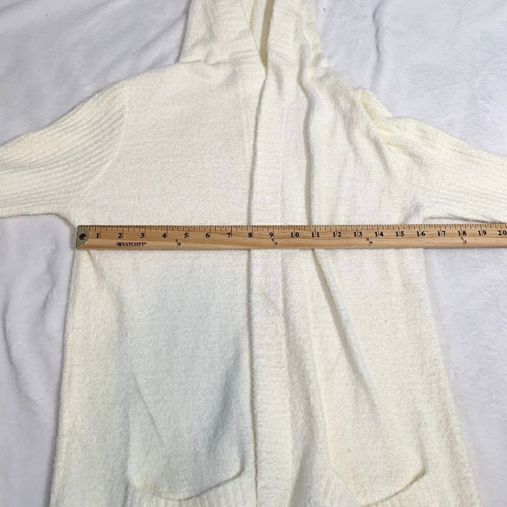 Barefoot Dreams CozyChic Lite Cardigan Women‎ XS Cream Hooded Open Front Pockets - Picture 10 of 11